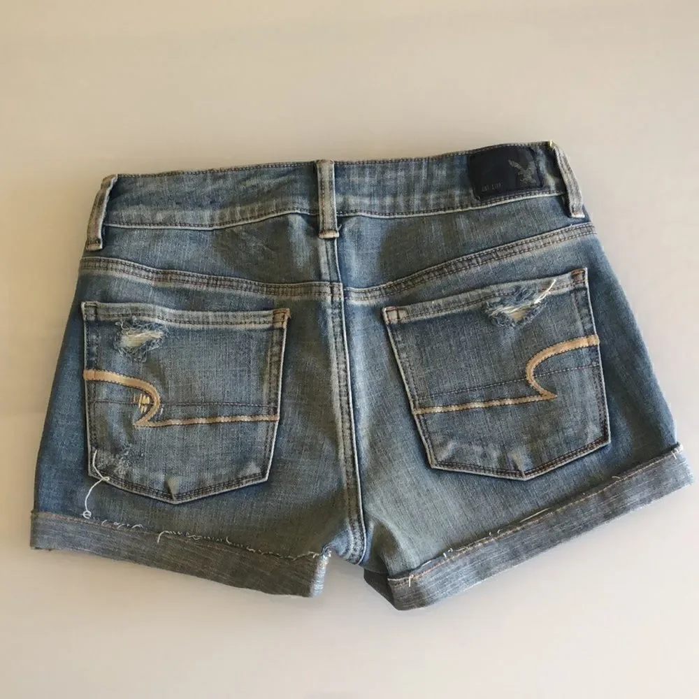 High-Waisted Denim Shortie Shorts - Picture 2 of 8